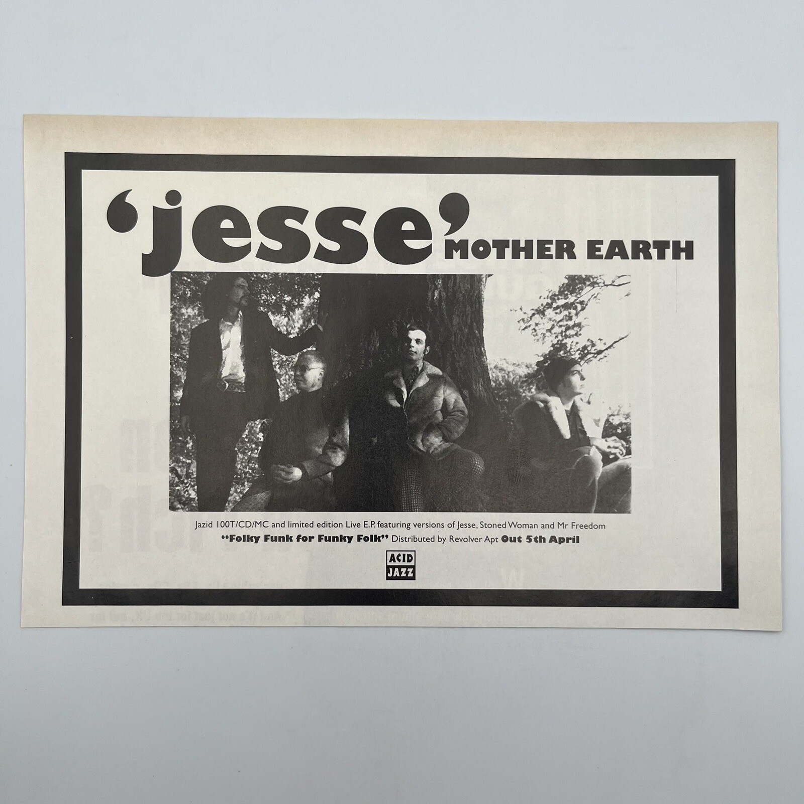 Mother Earth UK Bank Jesse Live EP 1994 Vtg Promo Print Ad 9"x6" AD ONLY