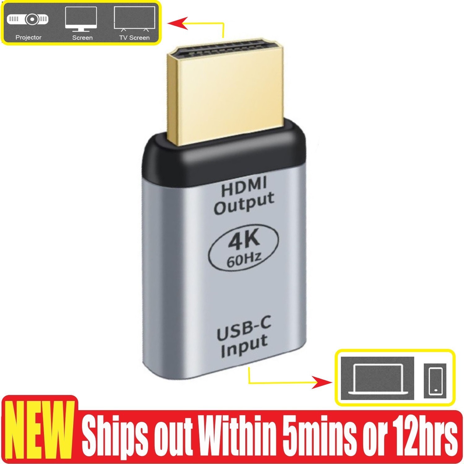 UHD USB Type C Female to Hdmi/DP Video Converter 4K@60Hz Projection HDTV Adapter