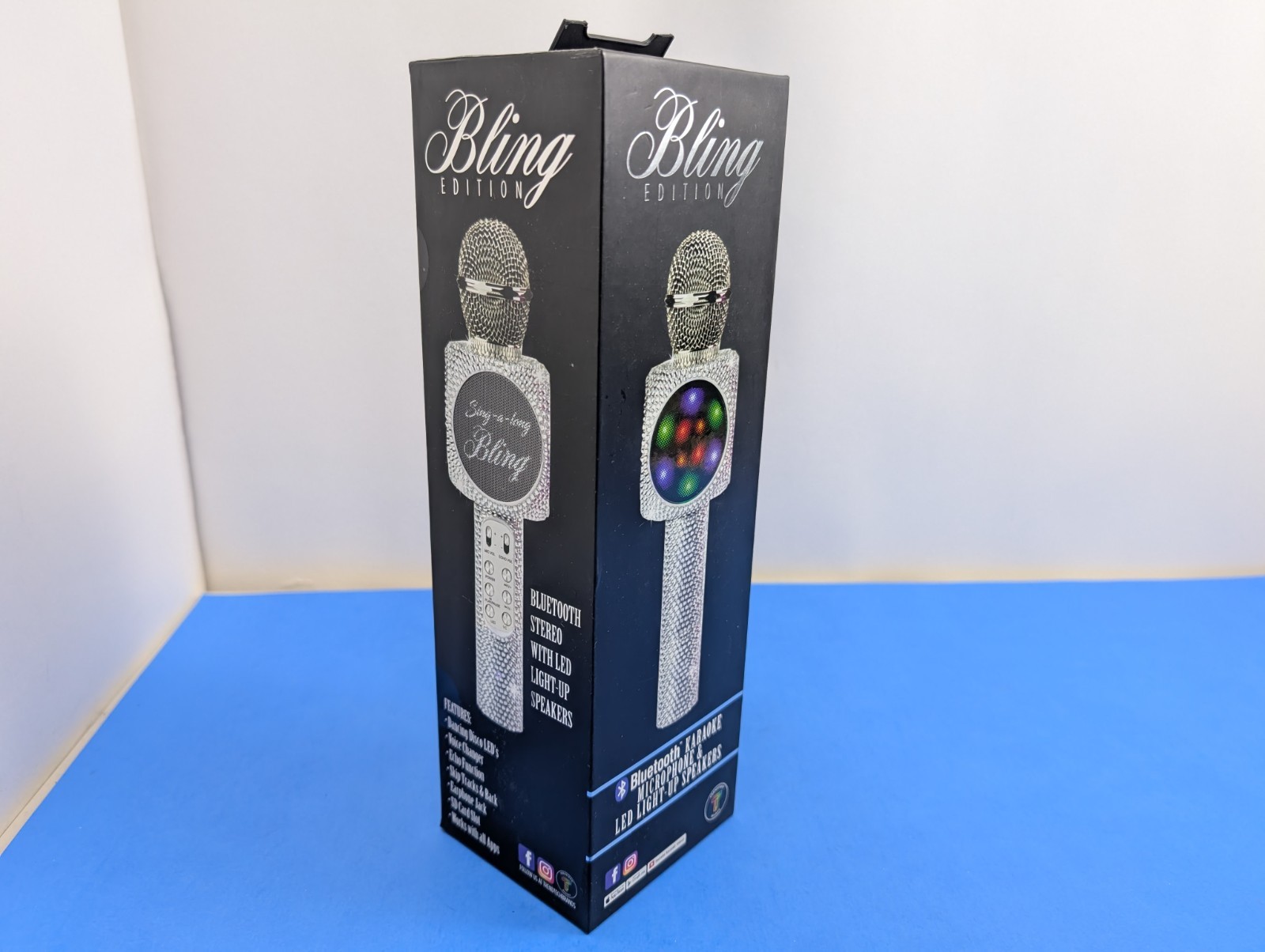 Bling Edition Bluetooth Karaoke Podcast Microphone & Led Light-up Speaker Silver