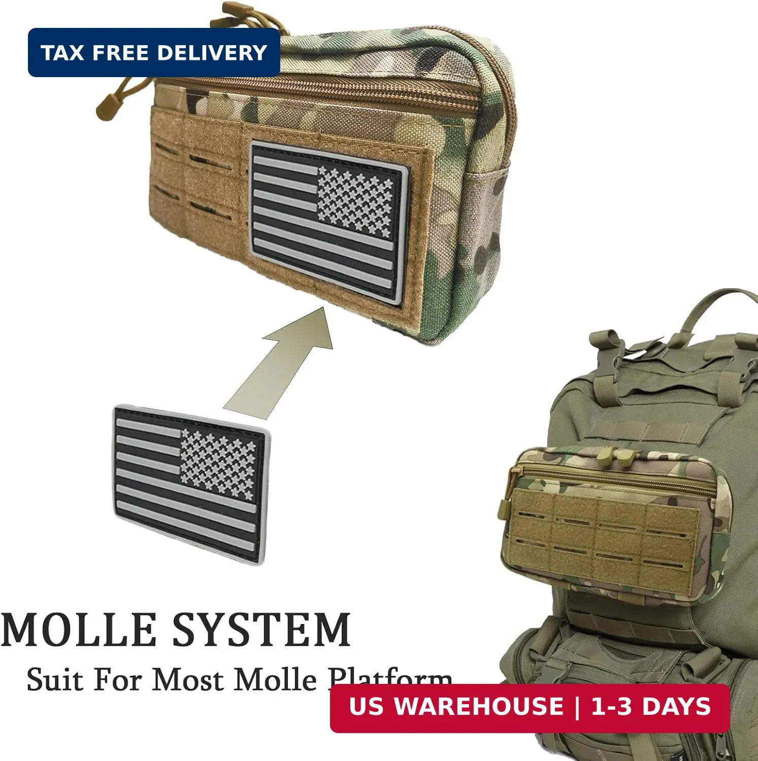 Tactical Molle Admin Pouch, Multi-Purpose Laser-Cut EDC Military Tool Pouch Bag
