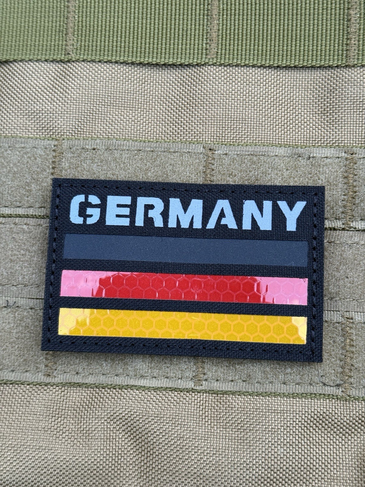 Germany IR Infrared Reflective flag tactical morale hook patch Black