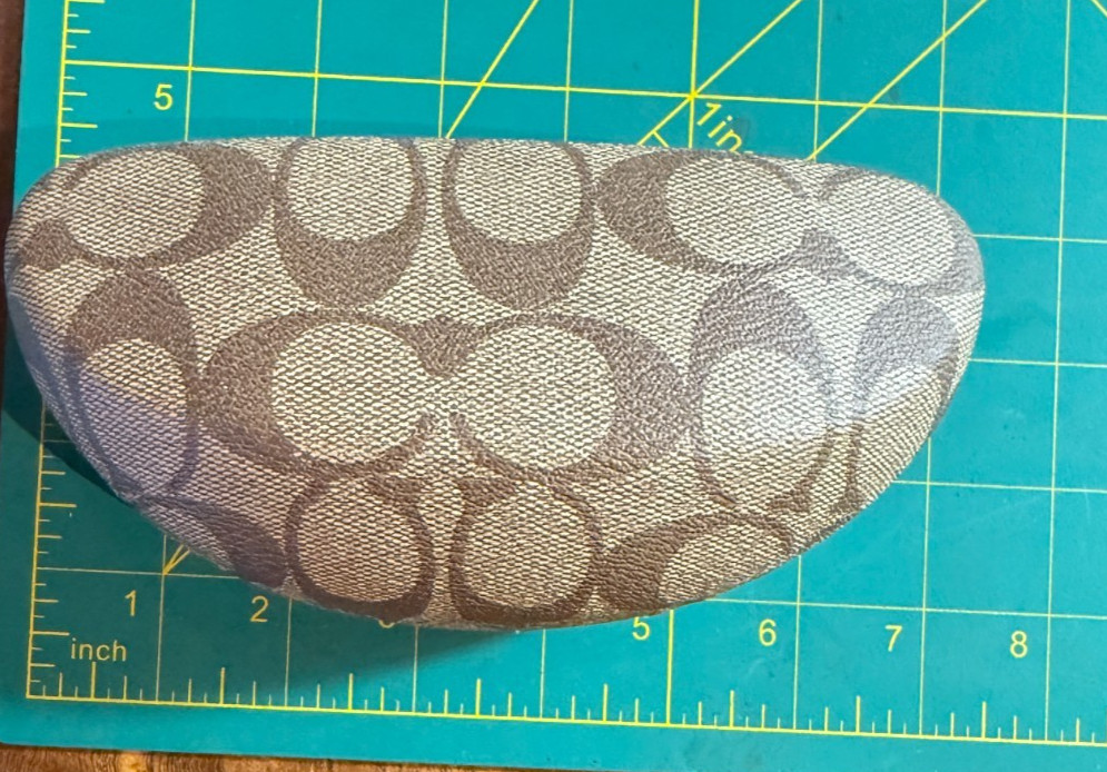 Coach Sunglasses Case Hard Clamshell Logo Brown Tan