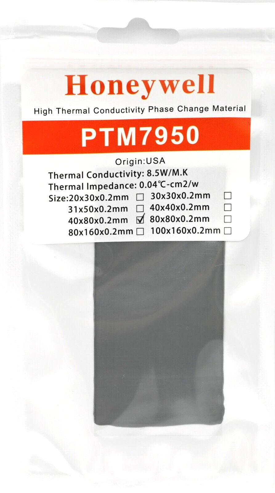 Honeywell PTM7950 40x80x0.2mm Phase Change Thermal Paste Laptop CPU Graphics