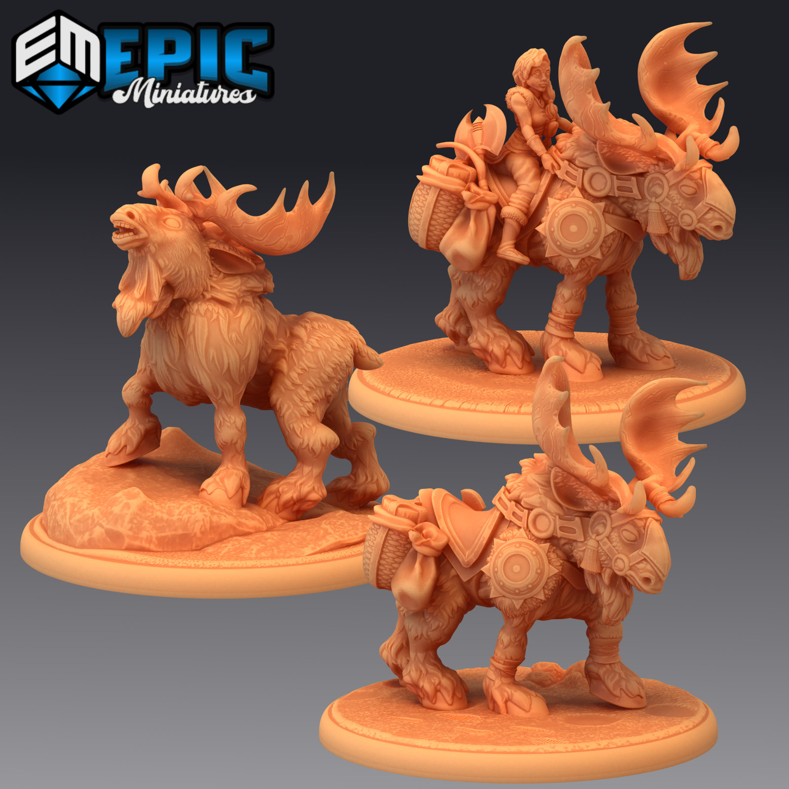 Snow Moose, 28mm Dungeons and Dragons Miniatures, Epic Miniatures