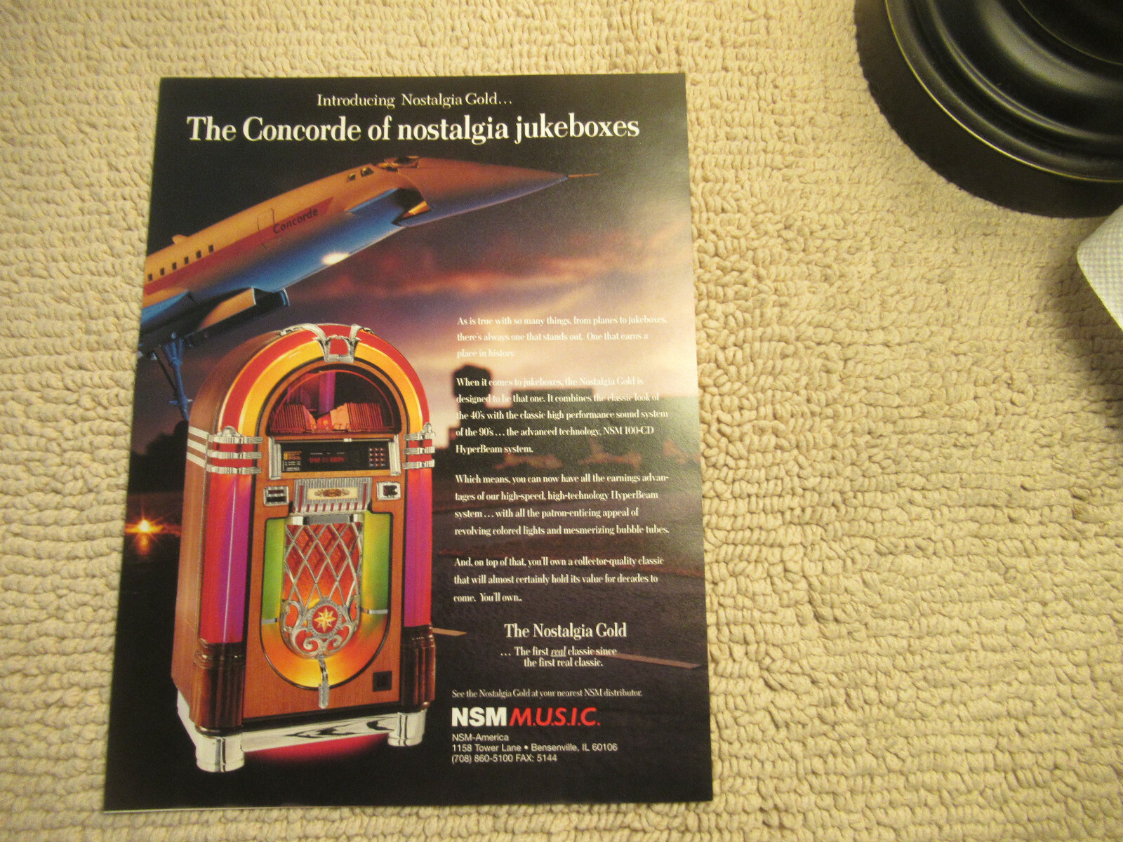 Original 1995 ad NSM  JUKEBOX  nostalgia gold concorde  FLYER