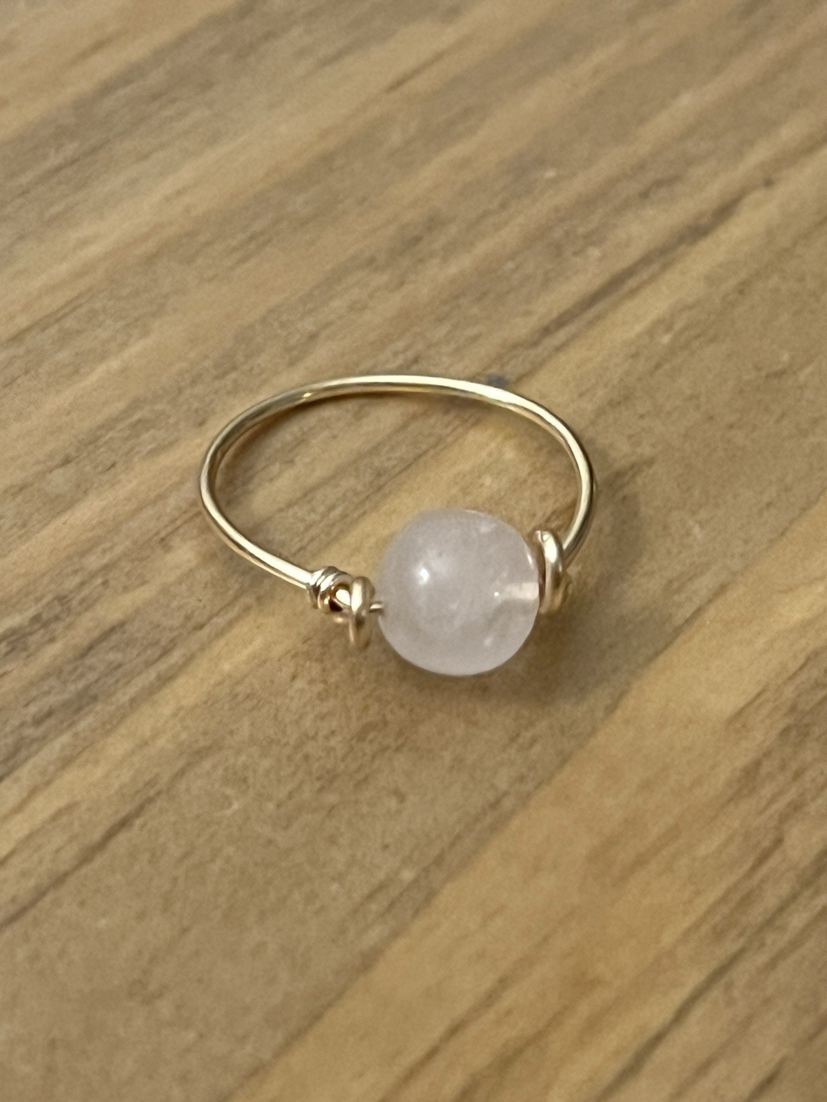 Pink Quartz Gold wire Wrapped ring Women’s Size 8 Handmade