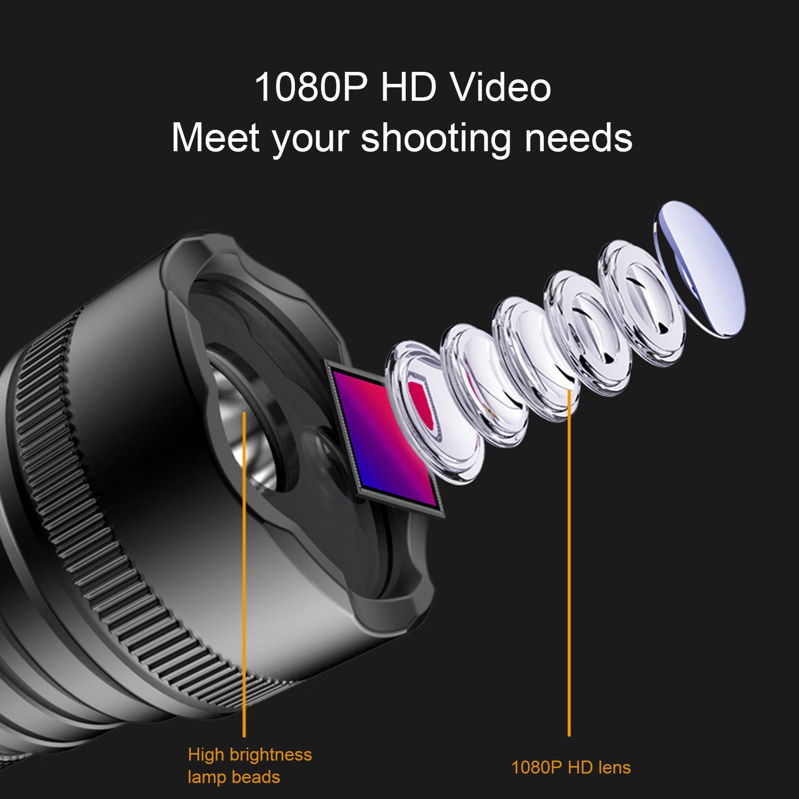 LED Flashlight Camera 1080P IP66 Waterproof 5 Lighting Modes Flashlight Vid ANEQ