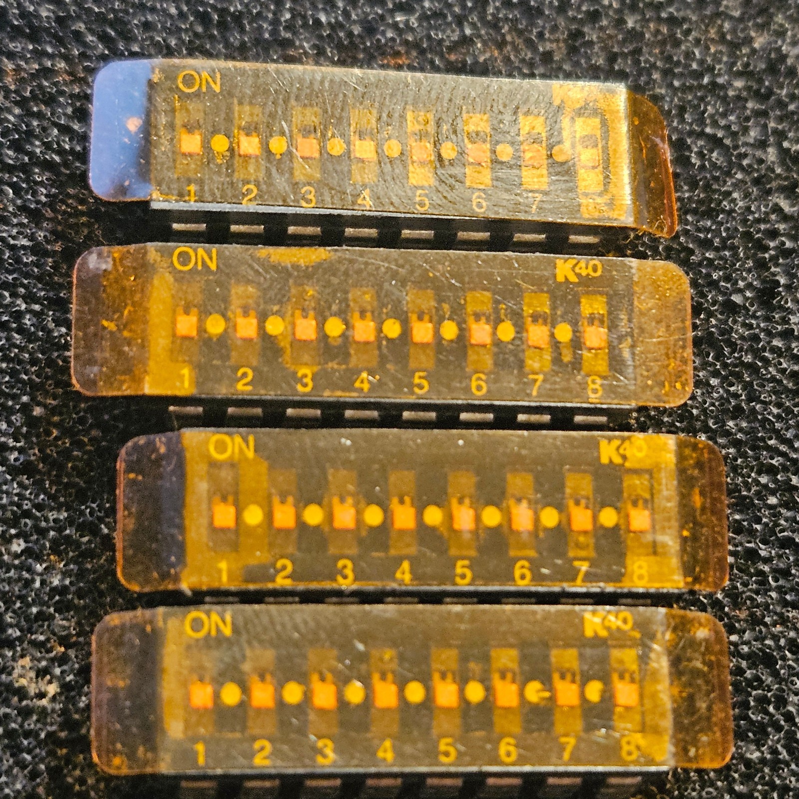 Lot of 4: 8 Position SMT DIP Switch - ALCO K40-8smj - SPST - 16 Pins Vintage NOS