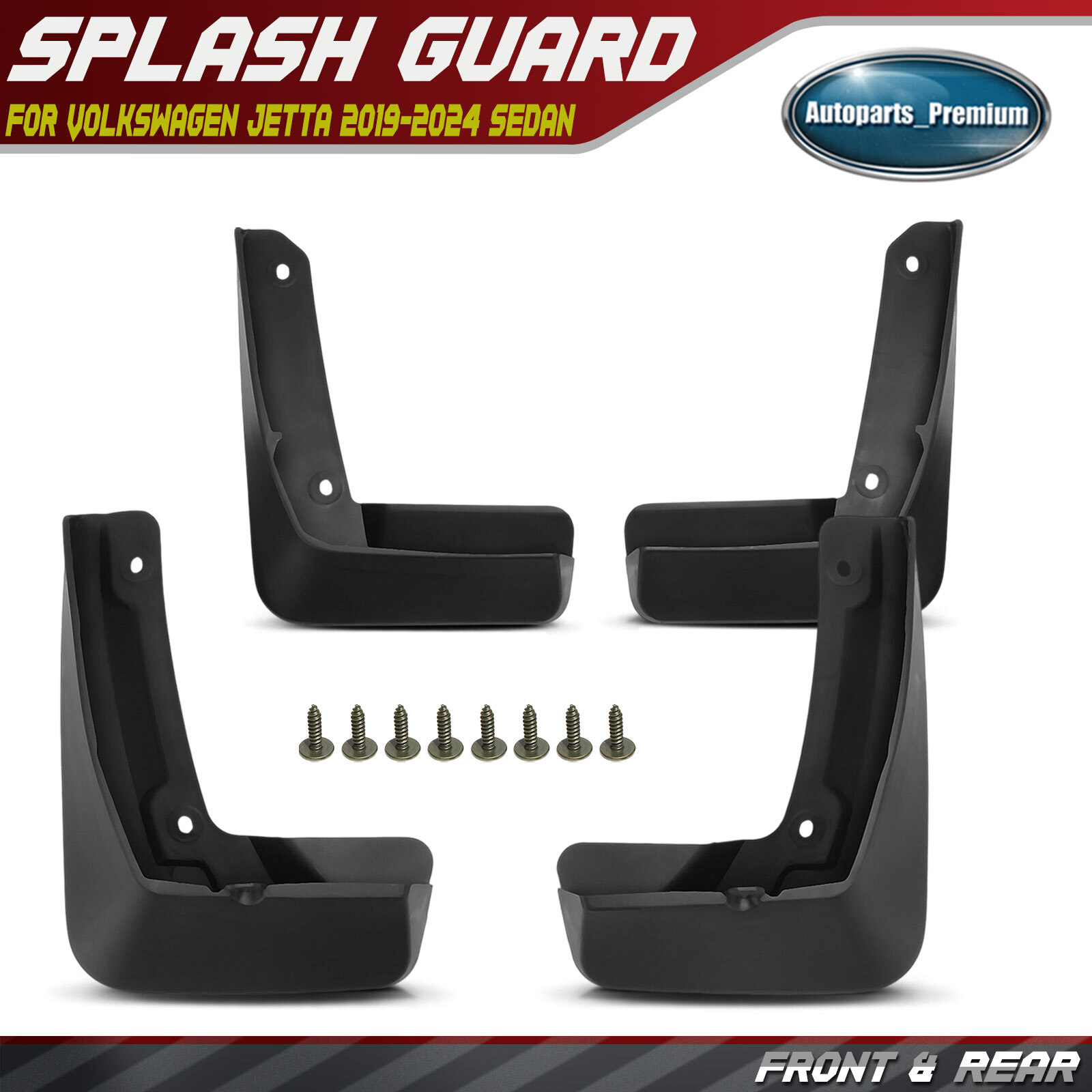 4Pcs Front & Rear Splash Guards Mud Flaps for Volkswagen Jetta 2019-2024 Sedan