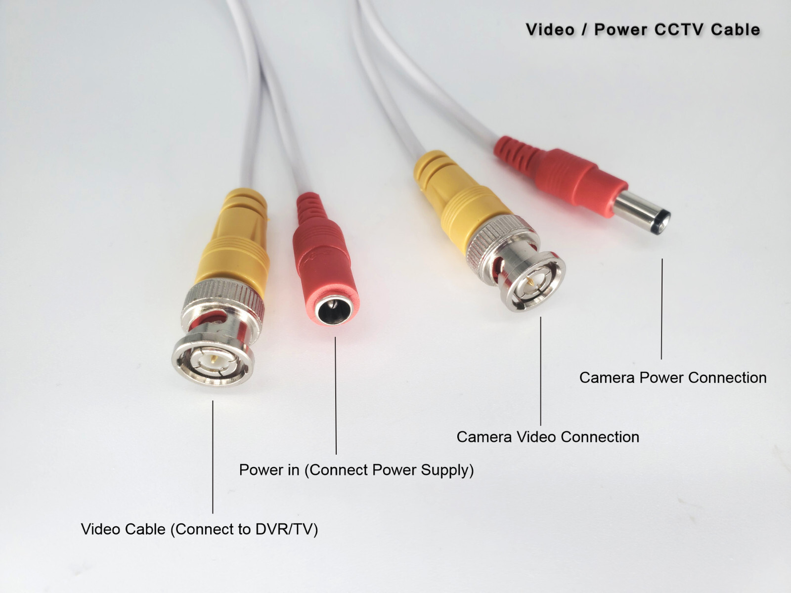 50 Feet Video & Power Pre-Made Ready Made CCTV BNC Cable for Security Camera 4PK
