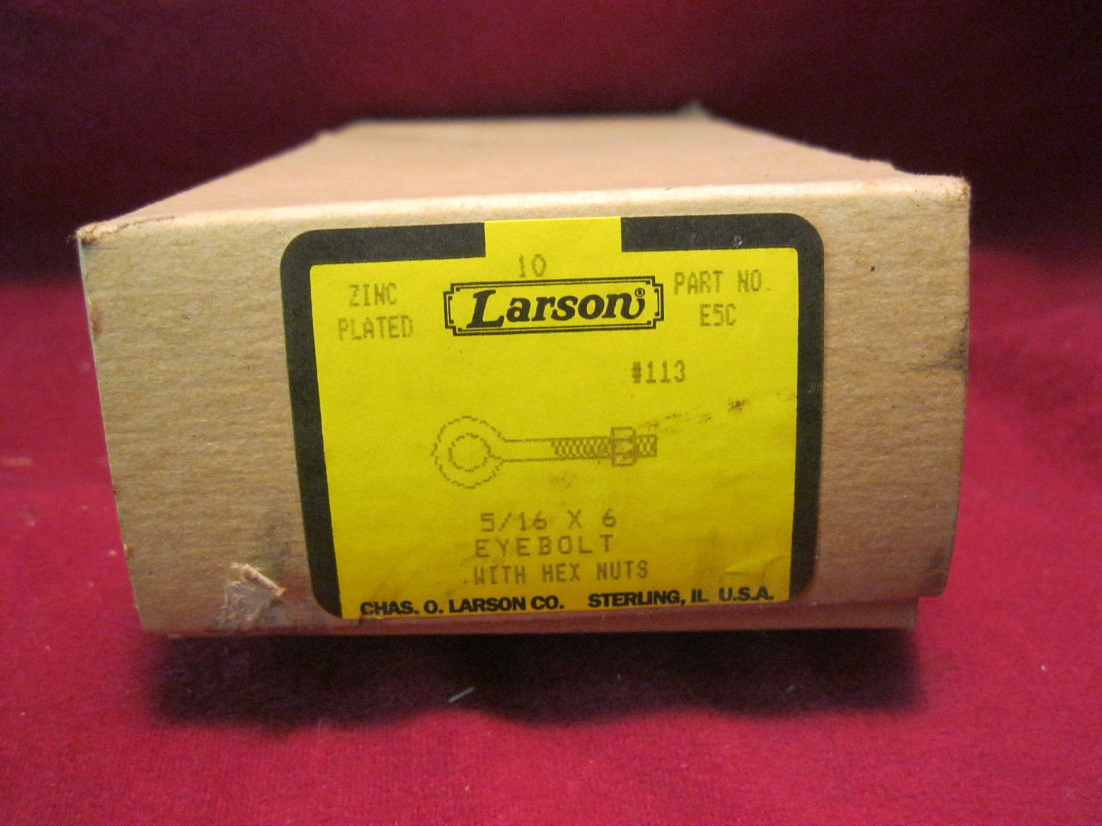 Larson 5/16" x 6" Zinc Plated Eye Bolt with Hex Nut, Box of 10, Made in the USA