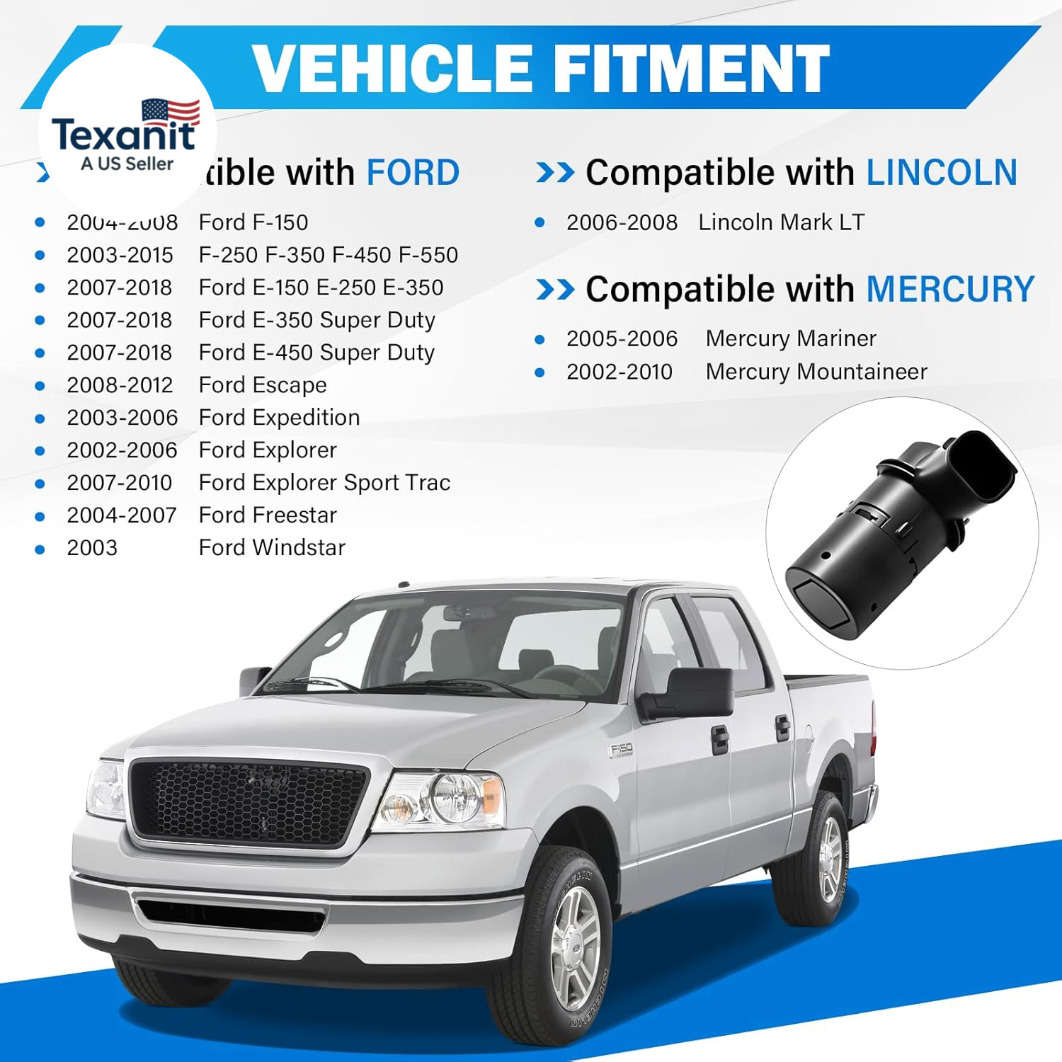4X Backup & Reverse Sensor Kit, Rear Parking Assist Sensor Compatible with Ford