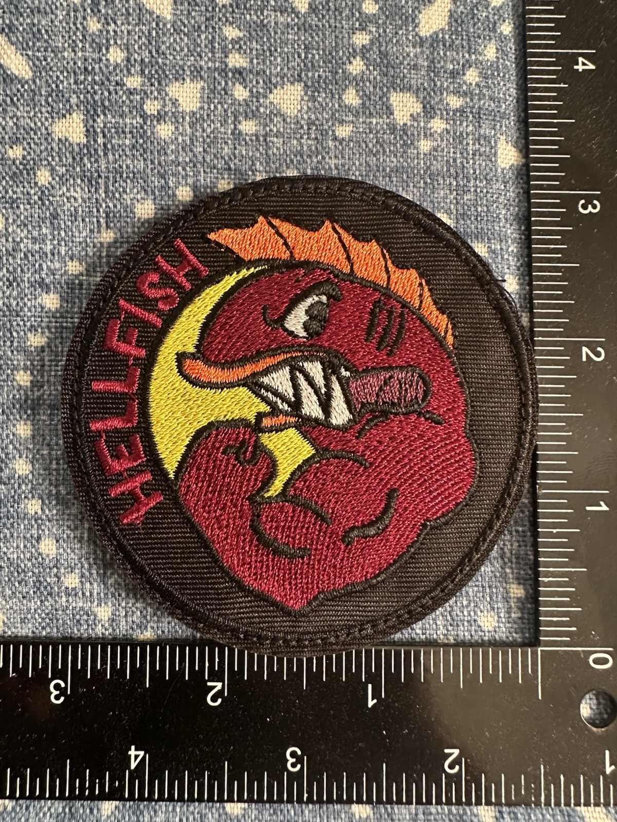FIGHTING HELLFISH THE SIMPSONS 3x3 Embroidered Morale Patch Hook Backing New