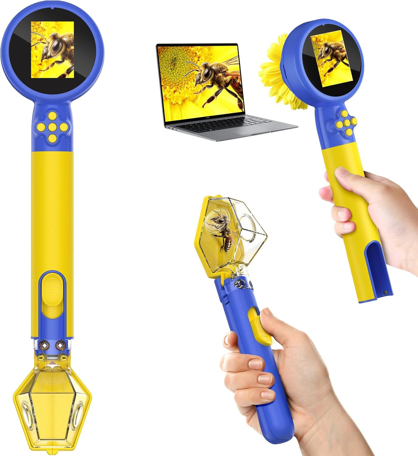Microscope for Kids with Bug Catcher, 1080P HD Digital Handheld Portable Kids Mi