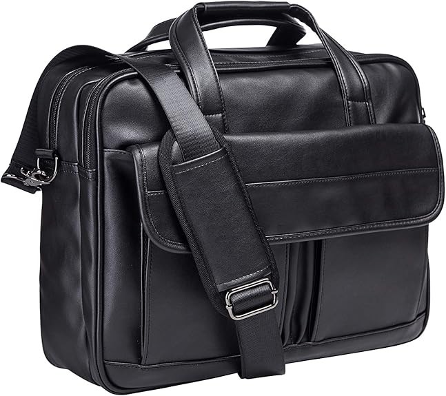 Leather Laptop Bag,Men s 17.3 Inches Messenger Briefcase Business Computer Sa...