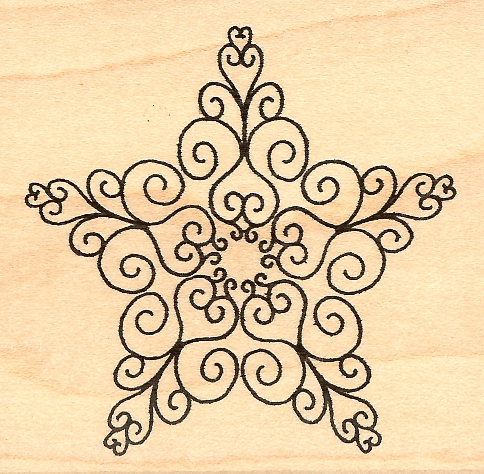SWIRLY STAR Wood Mounted Rubber Stamp JUDIKINS 3791F New