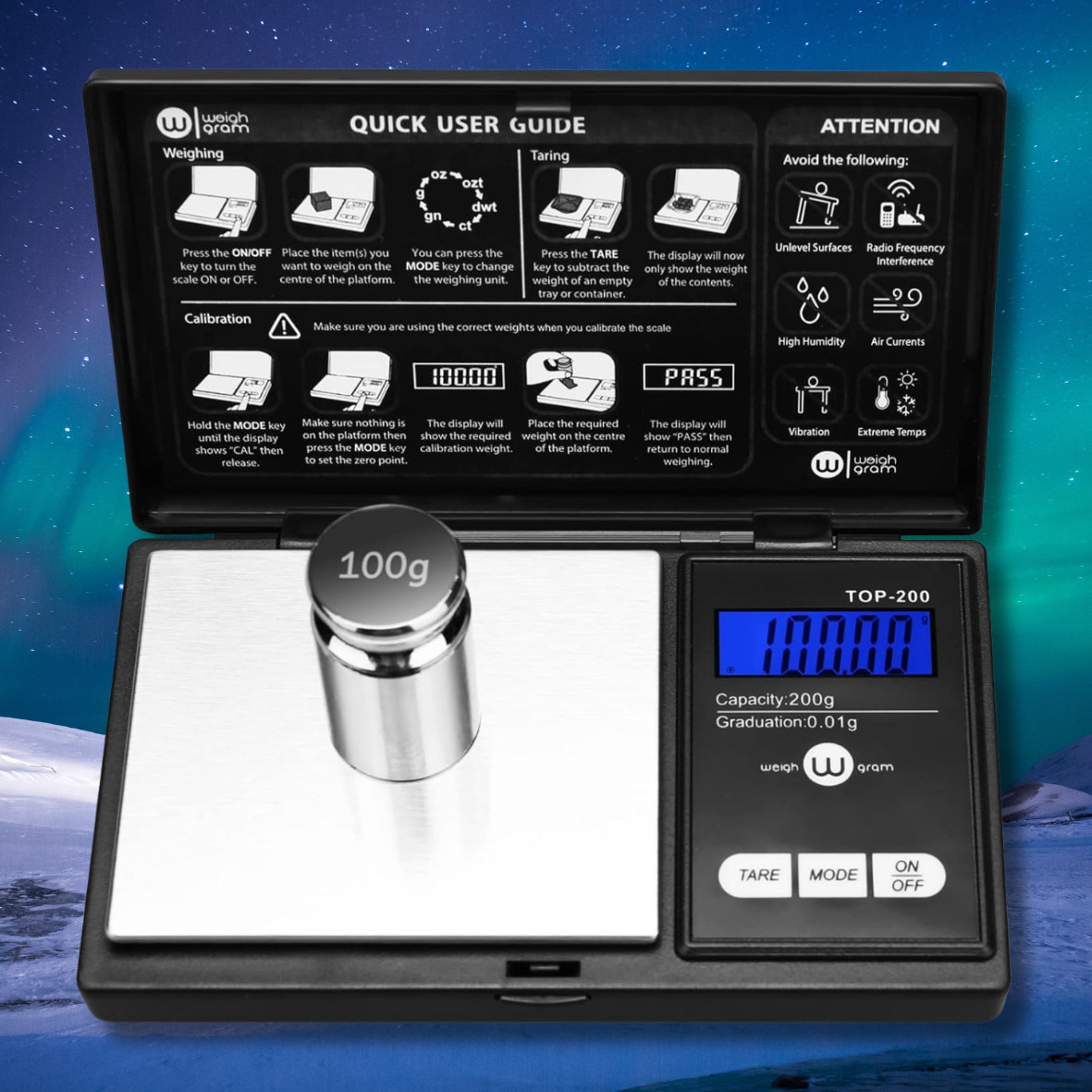 CS-100 Digital Portable Jewelry Scale Horizon 100g x 0.01g Precision Scale