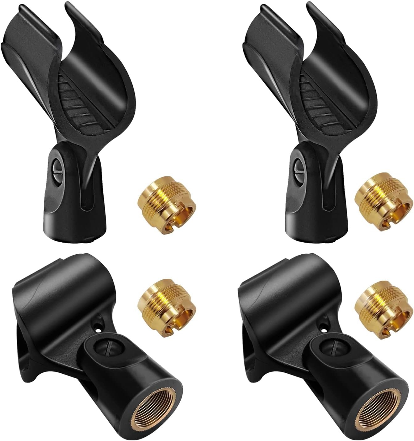 Universal Microphone Clip Holder 4-Pack with 5/8 to 3/8 Adapter
