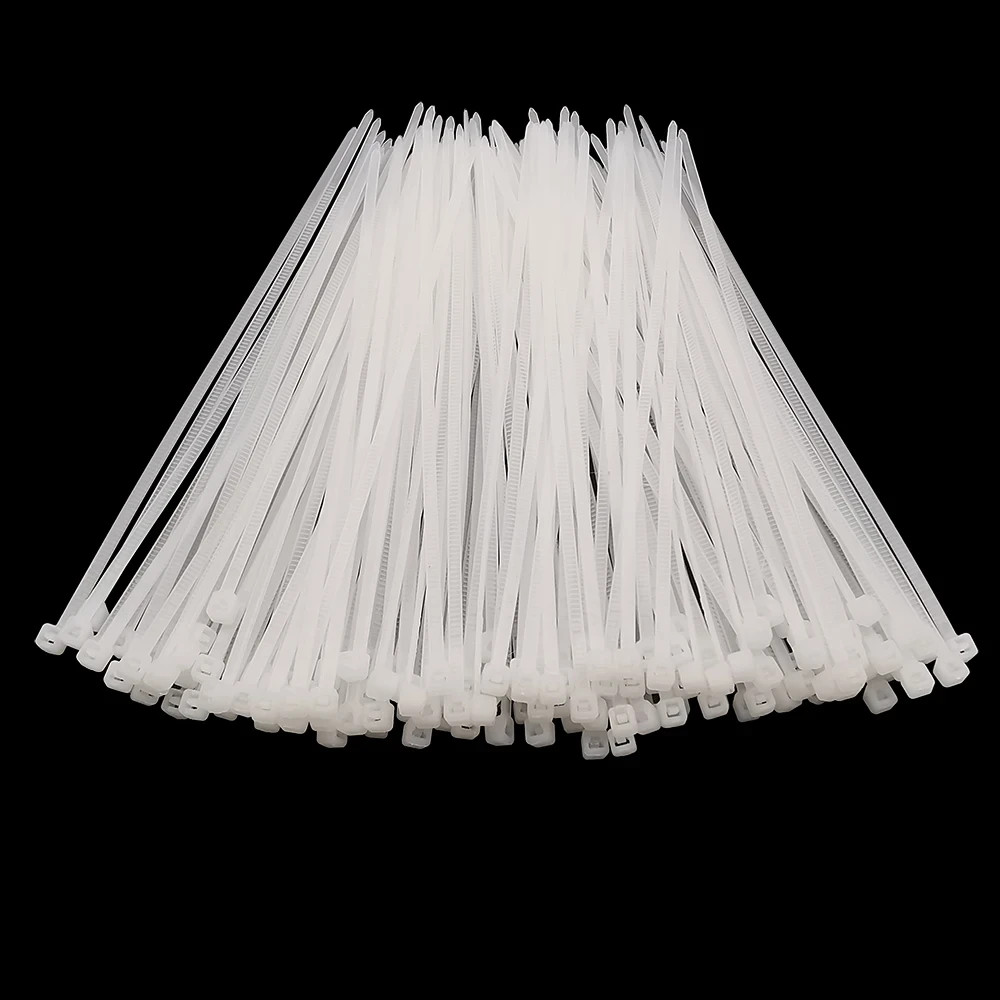 100PCS Self-Locking Nylon Cable Ties White Heavy Duty Wire Fastener Wraps Set