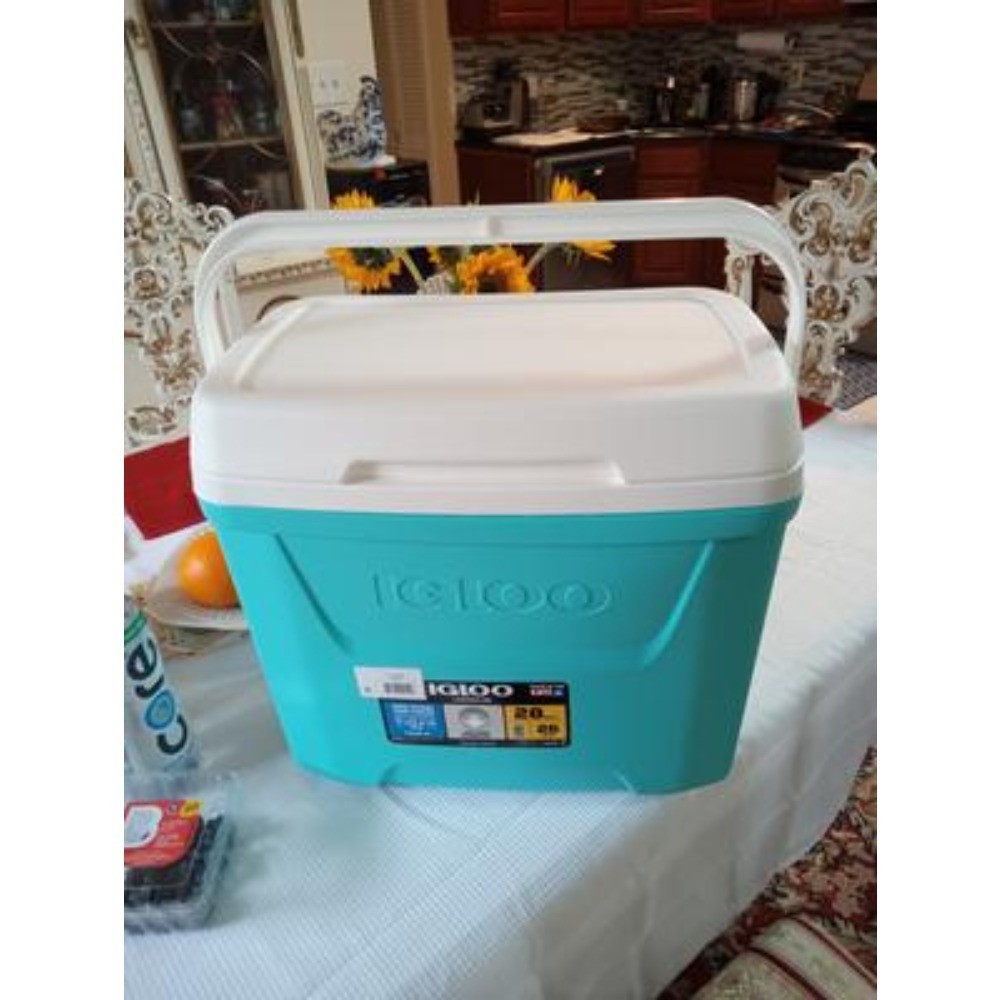 Igloo Laguna Hard-Sided Cooler 28 QT Aqua Blue and White Aquamarine