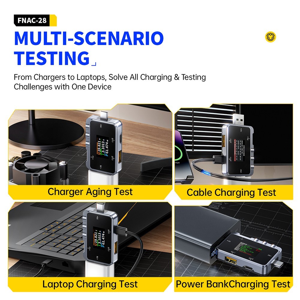 FNAC 28 USB Voltage Meter with Fast Charging Protocol Detection Features