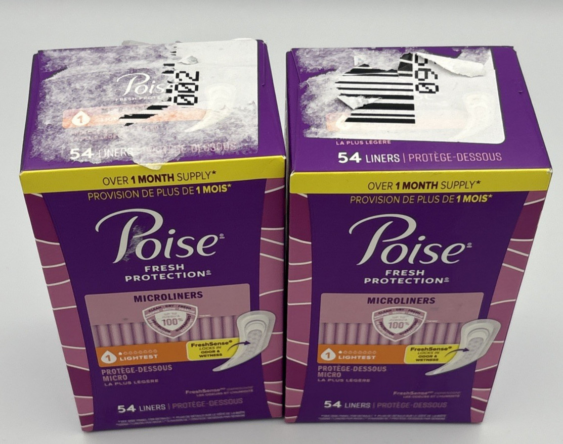 2 Poise Daily Microliners Lightest 54 Count Incontinence