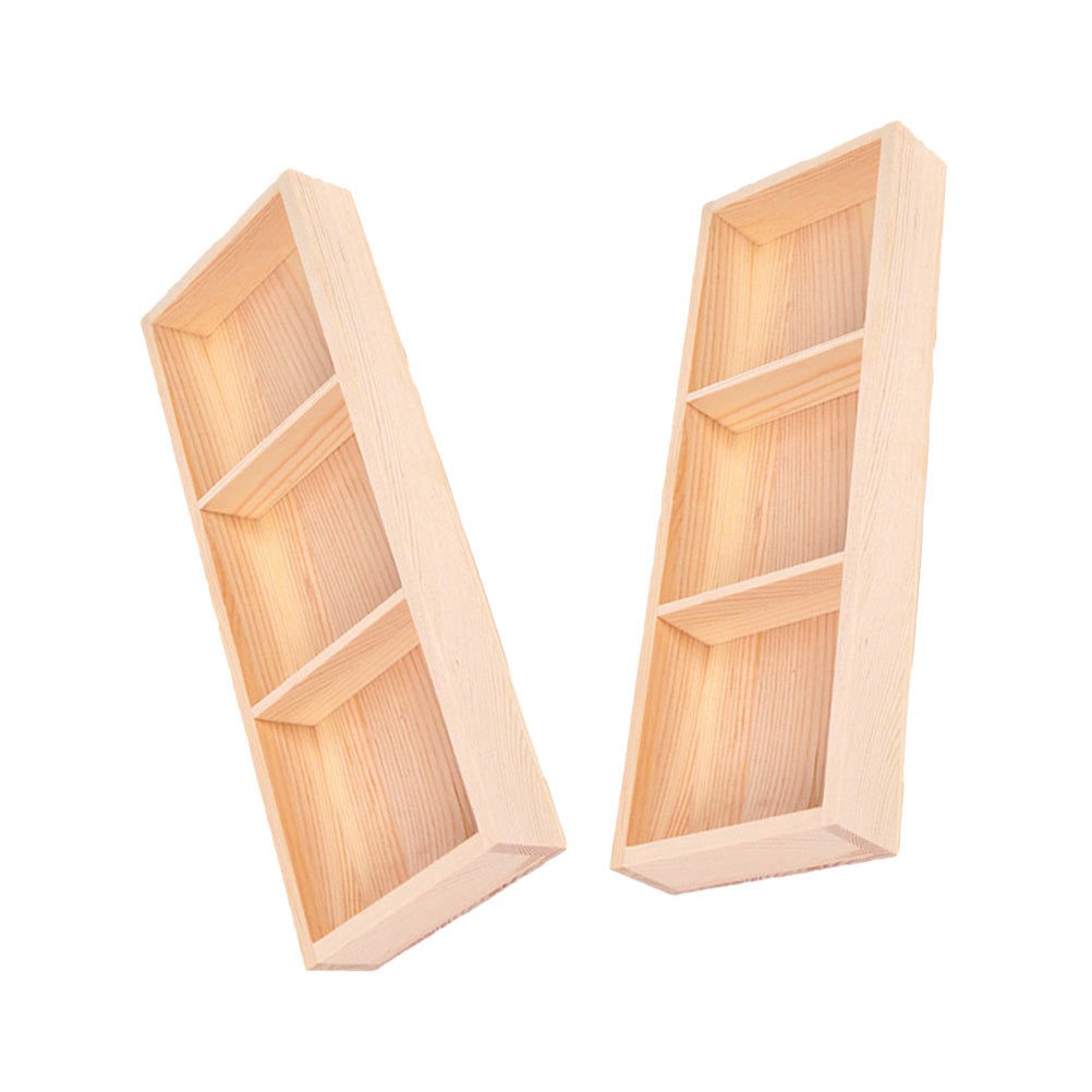2Pcs Wooden Succulent Planter Box in Khaki with Divided Sections for Storage