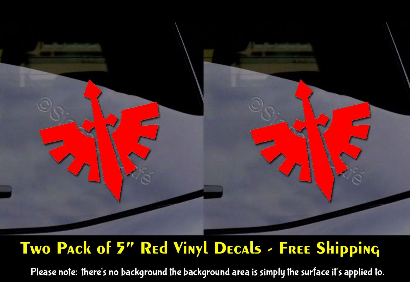 Dark Angel's Badge Two 5" Red Vinyl Decal Car Windows Laptop Any Flat Surface
