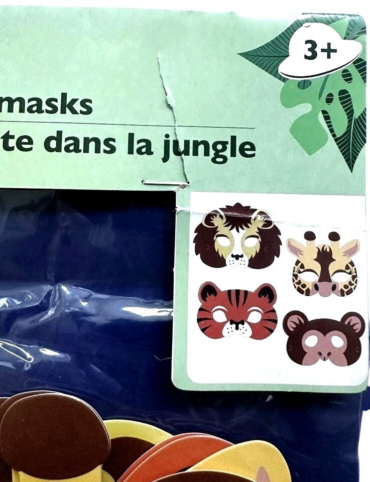 8pc set Jungle Party Animal Masks For Kids w/ Lion Tiger Giraffe Monkey Aged 3+