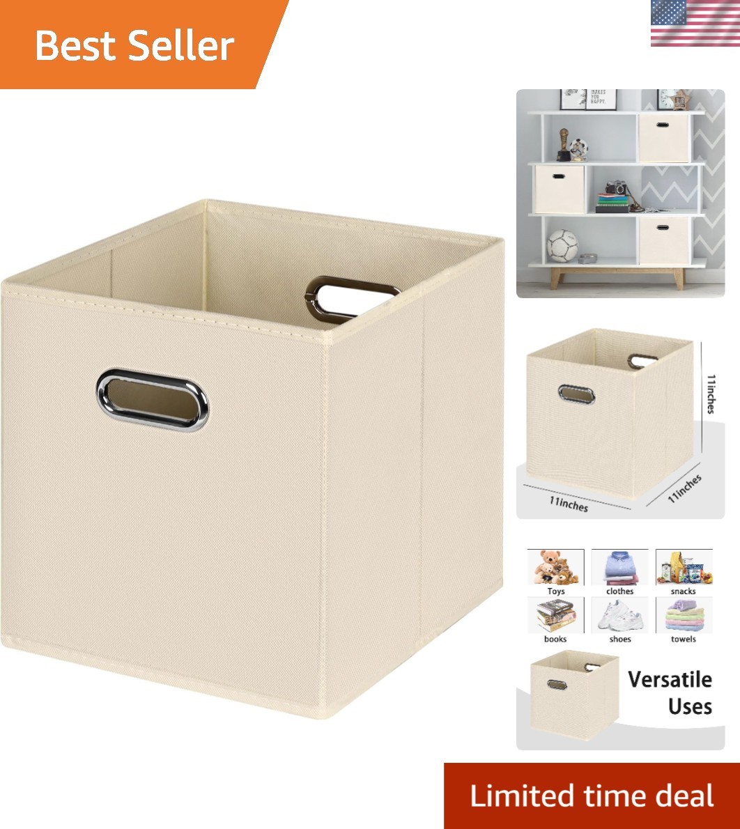 Chic Creamy-White Foldable Storage Cubes - Stylish Home Organizer Bins