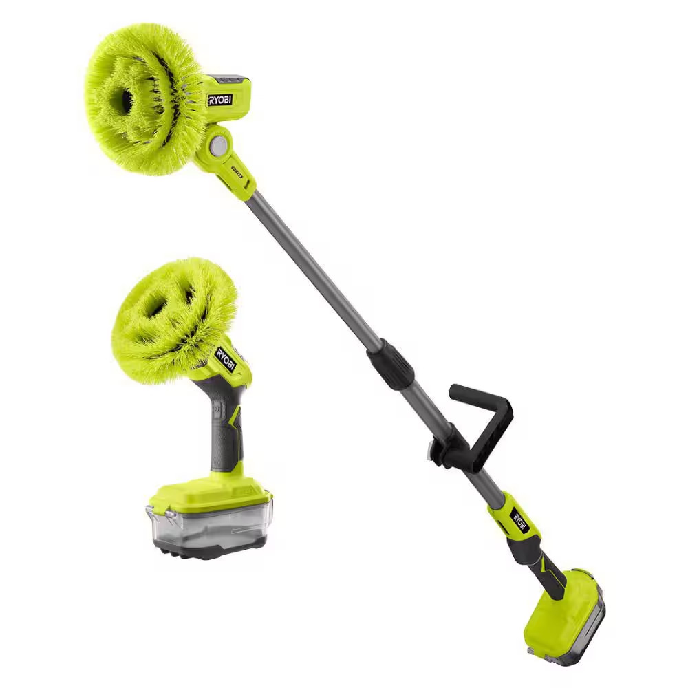 ONE+ 18V Cordless Telescoping and Compact Power Scrubber Kit with 2.0 Ah Battery