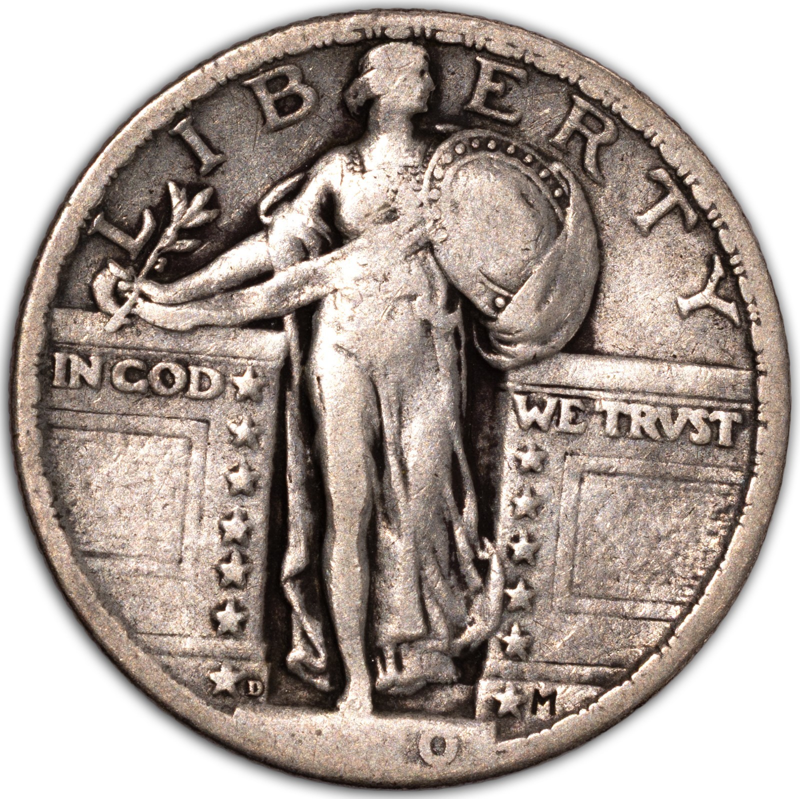 1920-D Denver Standing Liberty Quarter SLQ 25c Fine F/VF+