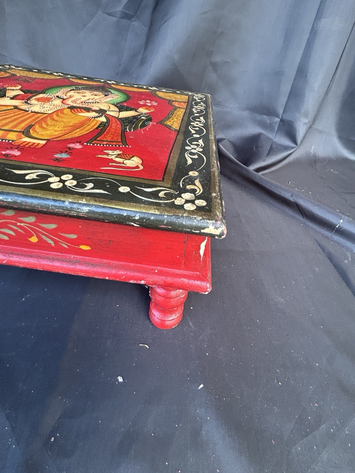 Gorgeous Painted Ganesha Foot Stool/Ottoman Table