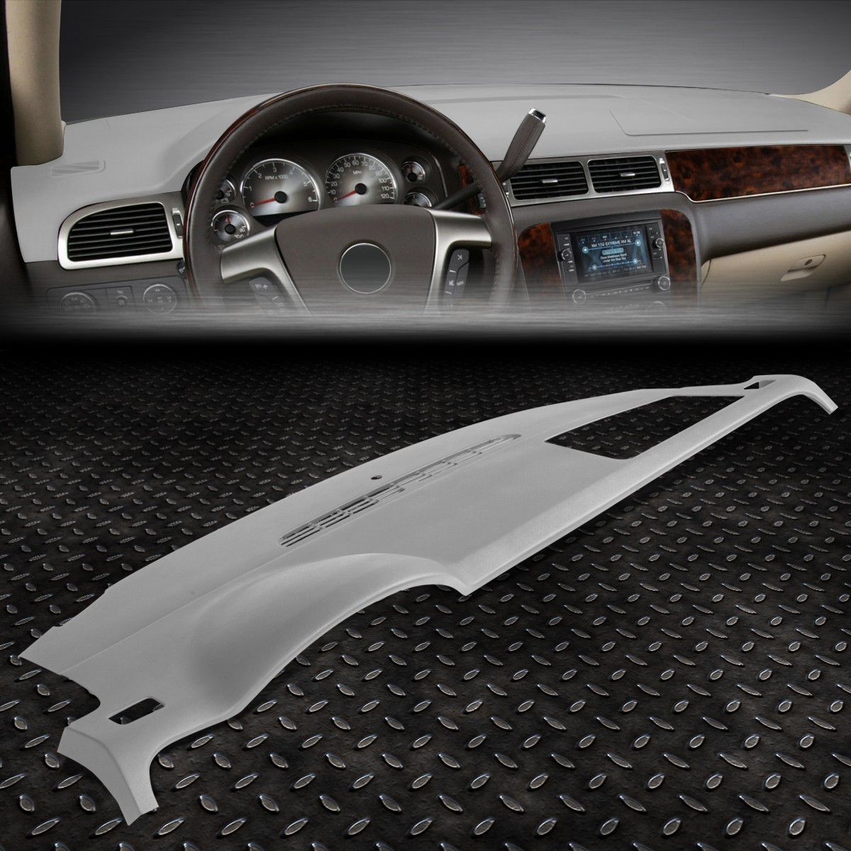 FOR 07-14 CHEVY TAHOE SUBURBAN YUKON DASH BOARD CAP DASHBOARD COVER OVERLAY GREY