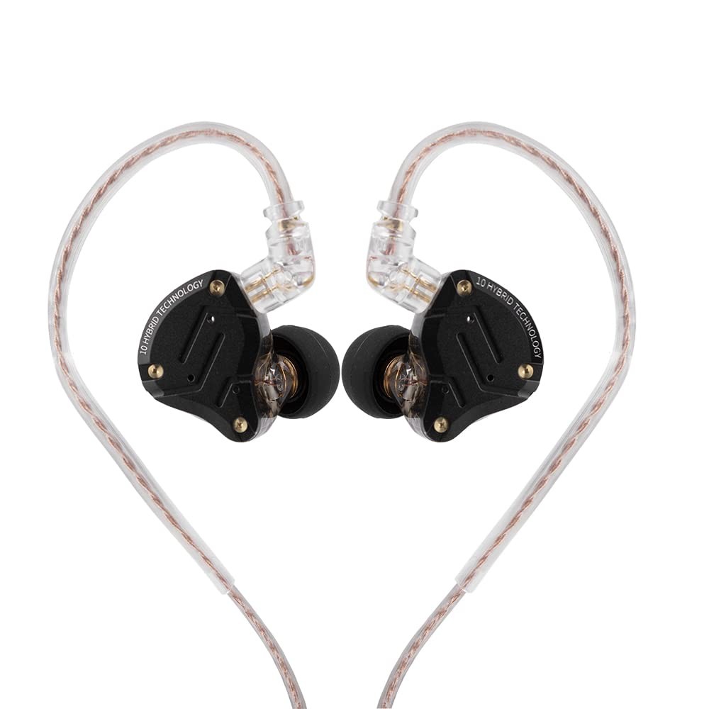 KZ ZS10 Pro 5-Driver Hybrid IEM Earphones Detachable Cable w/ Mic Black Steel Hi