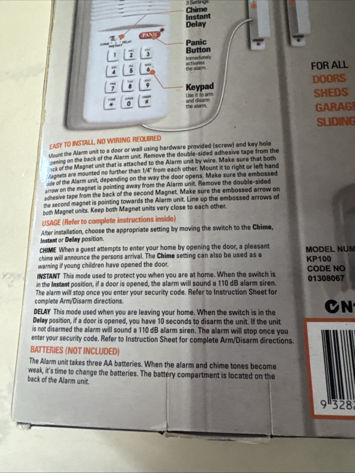 Secure Pro Keypad Wireless Battery-Operated Alarm System w/ Panic button NIB