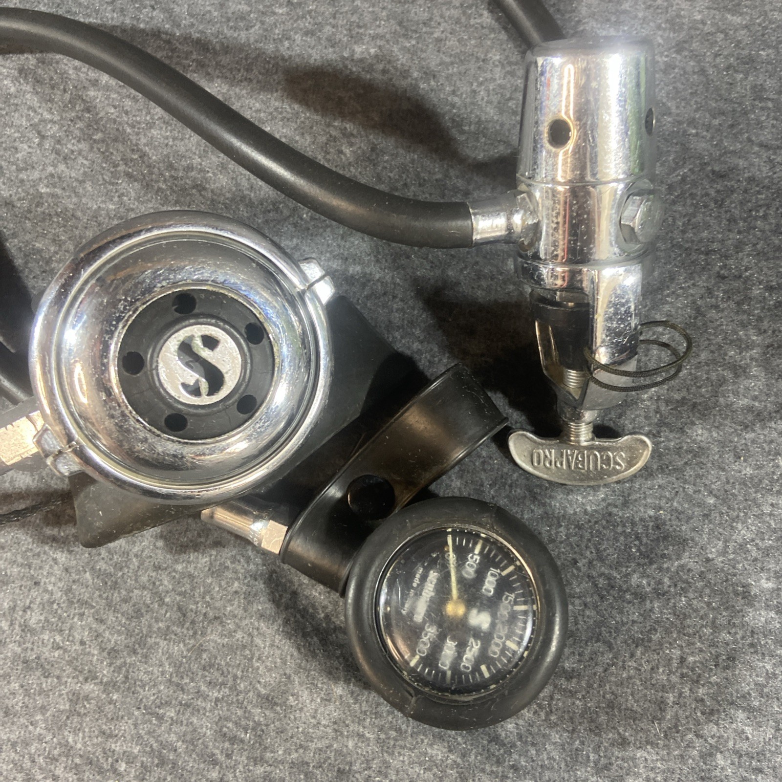 Vintage Scuba Pro Regulator Set And PSI Gauge Scuba Diving  Untested