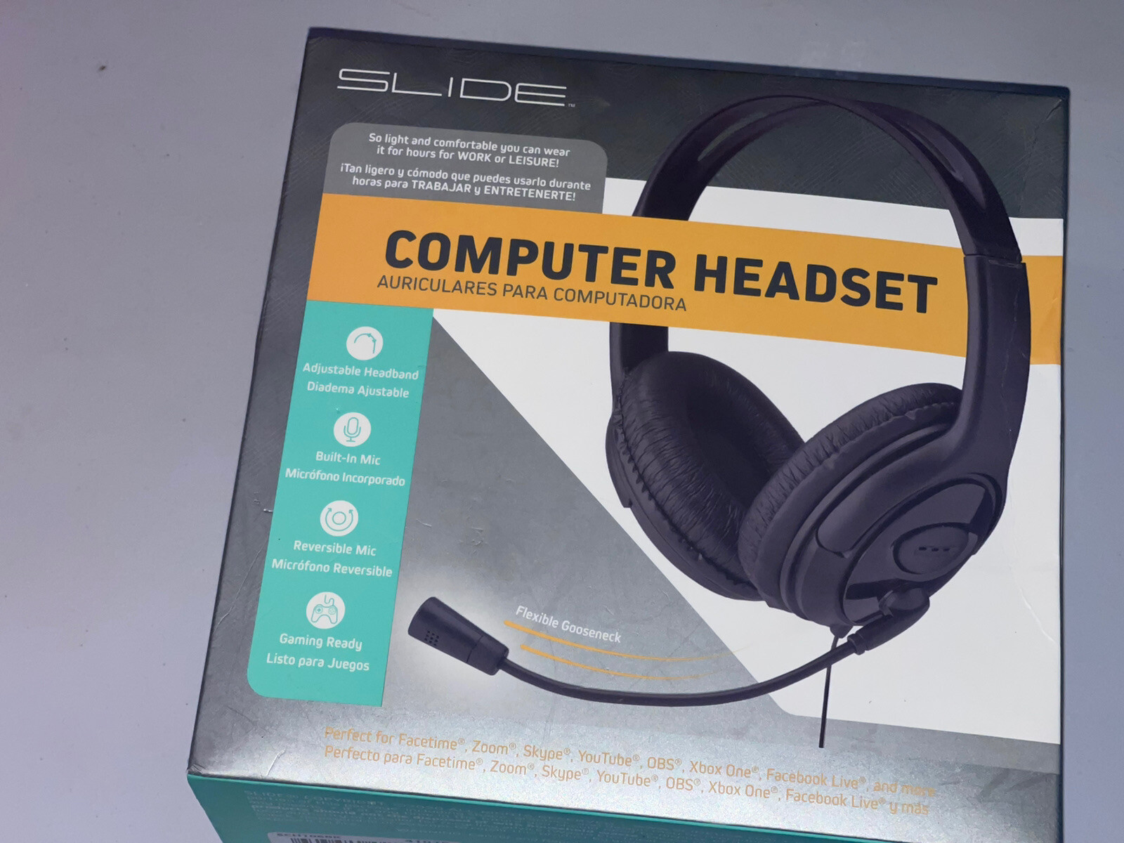 NEW Slide Computer Gaming Headset Microphone Comfort Air Cushions Audio Adapter