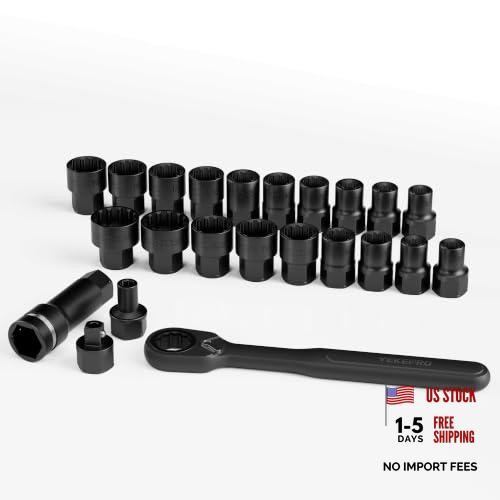 24-Piece 3/8" SAE & Metric Pass-Through Socket Set with 24PCS 3/8" SAE & Metric