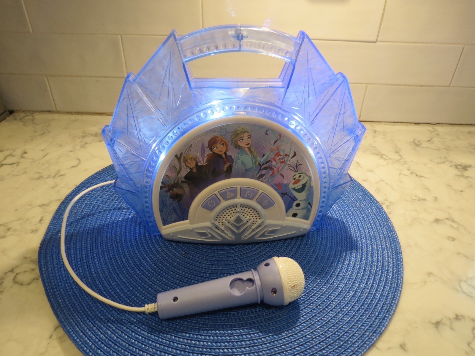 Disney Frozen Sing Along Boom Box Speaker Microphone music lights bluetooth