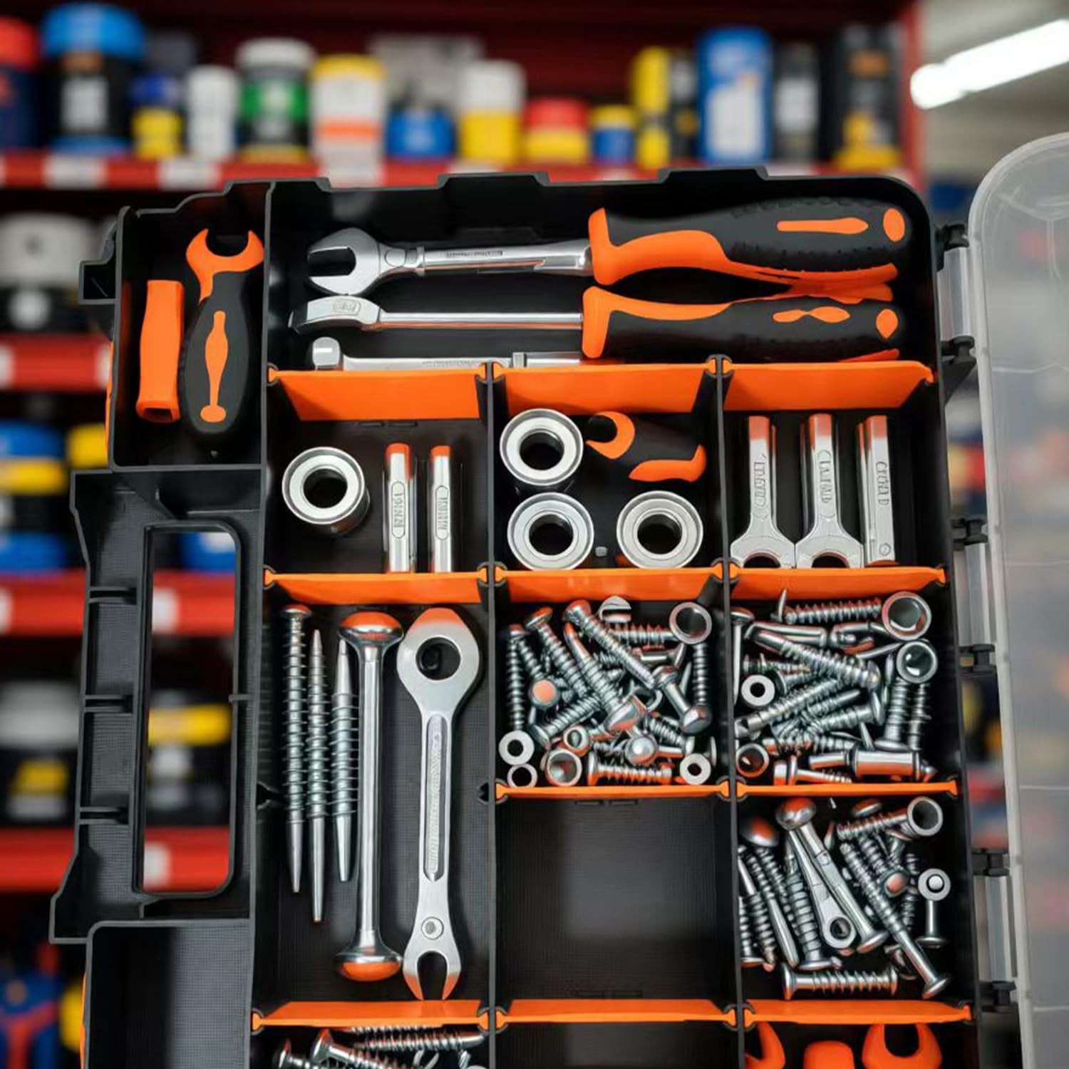 Double Side Tools Organizer, Plastic Tool Box, 34-Compartment, Double Side St...