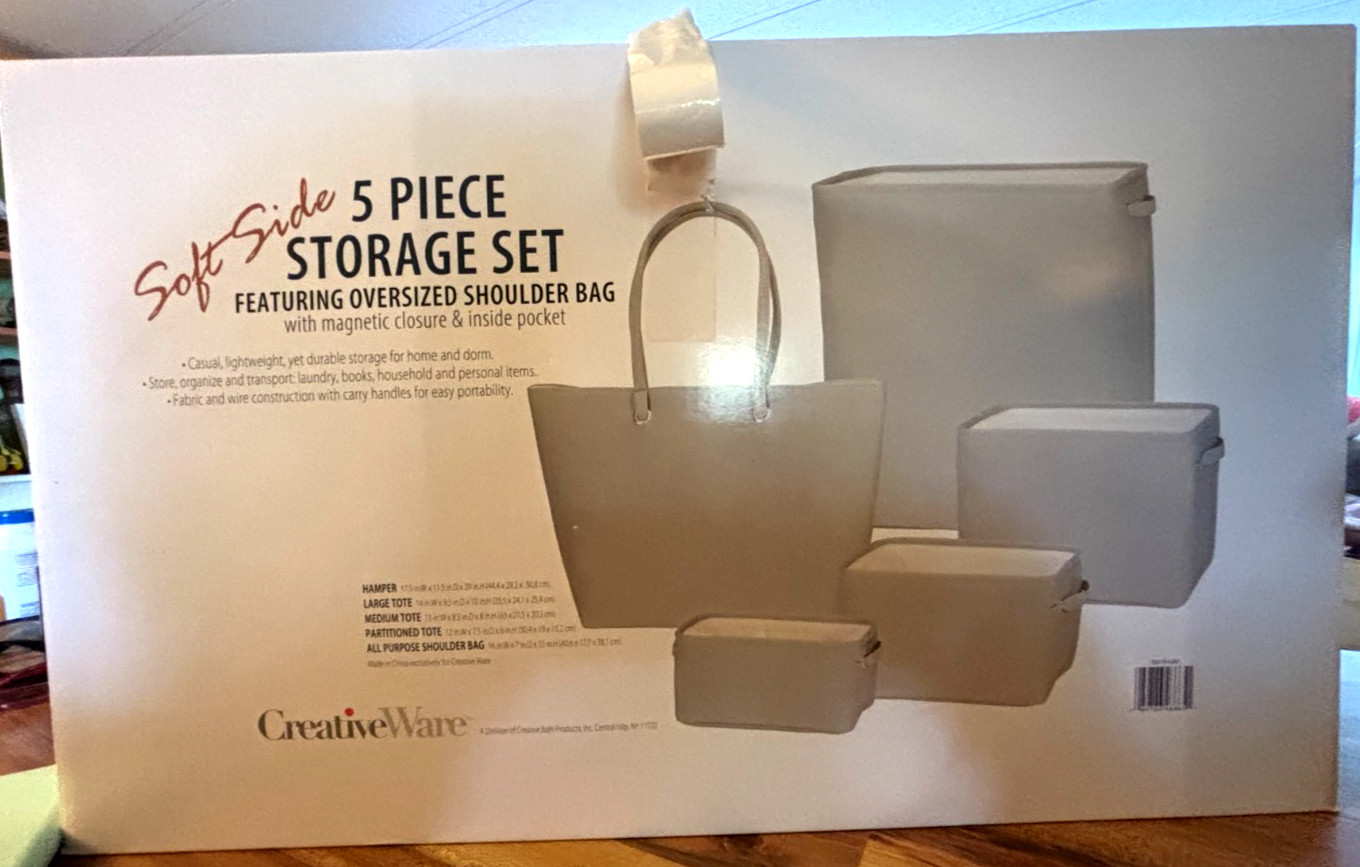 Creativeware Soft Side 5 Piece Storage Set Including Shoulder Bag Grey NEW