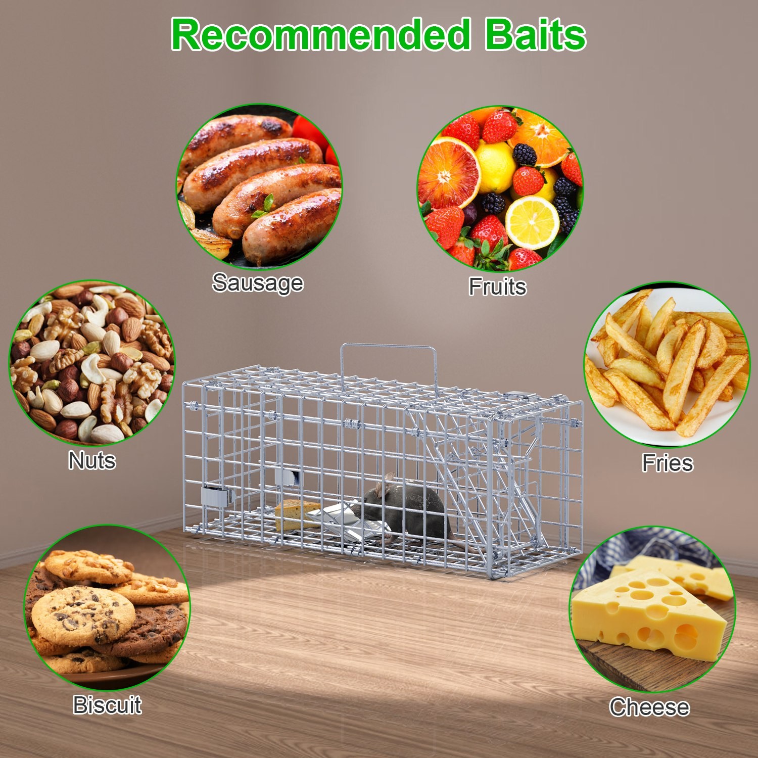2-Pack Humane Rat Trap Cage - Foldable Live Mouse Traps for Indoor/Outdoor Use