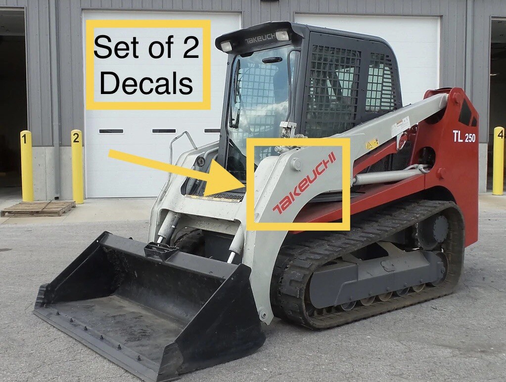Takeuchi Decal Set (2) 24” Red Logo Sticker Aftermarket Excavator Skid Steer
