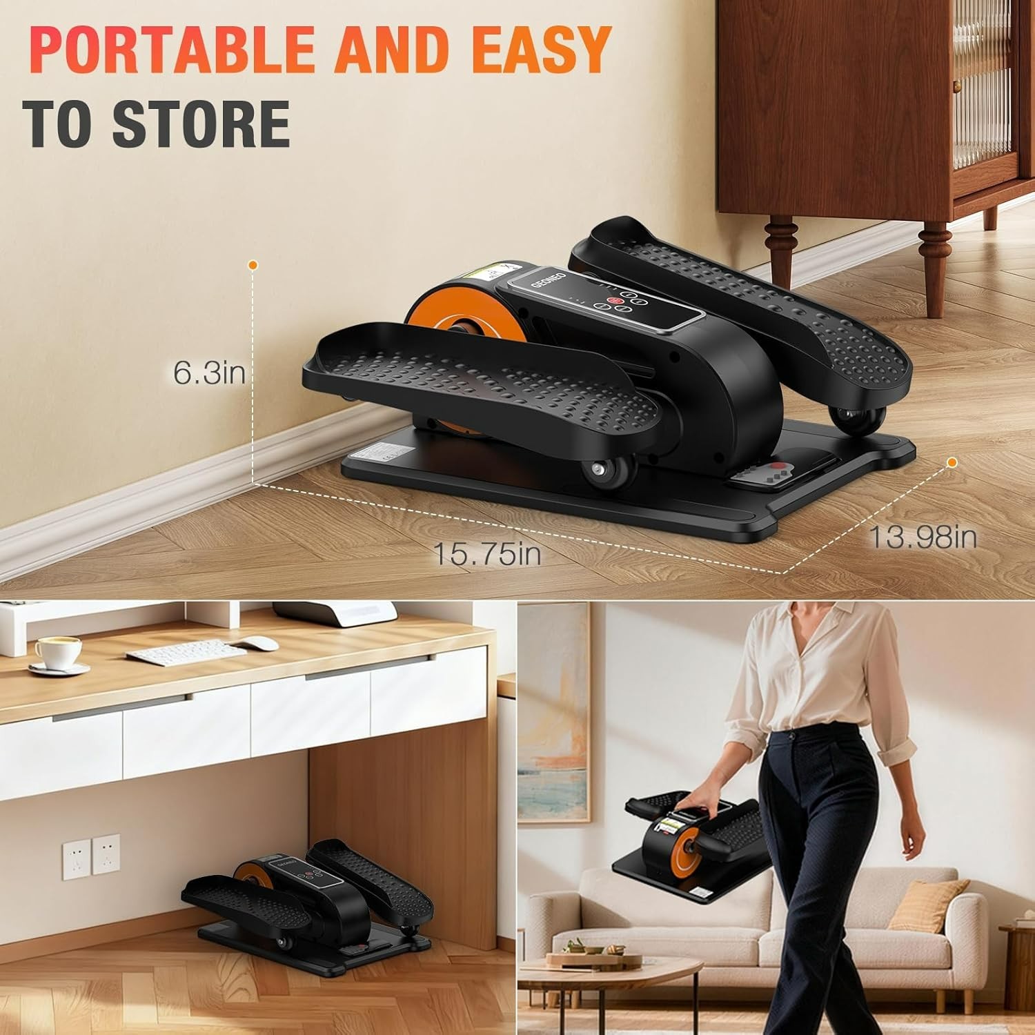 Under Desk Elliptical Machine for Seniors - 12 Speeds & Remote Control