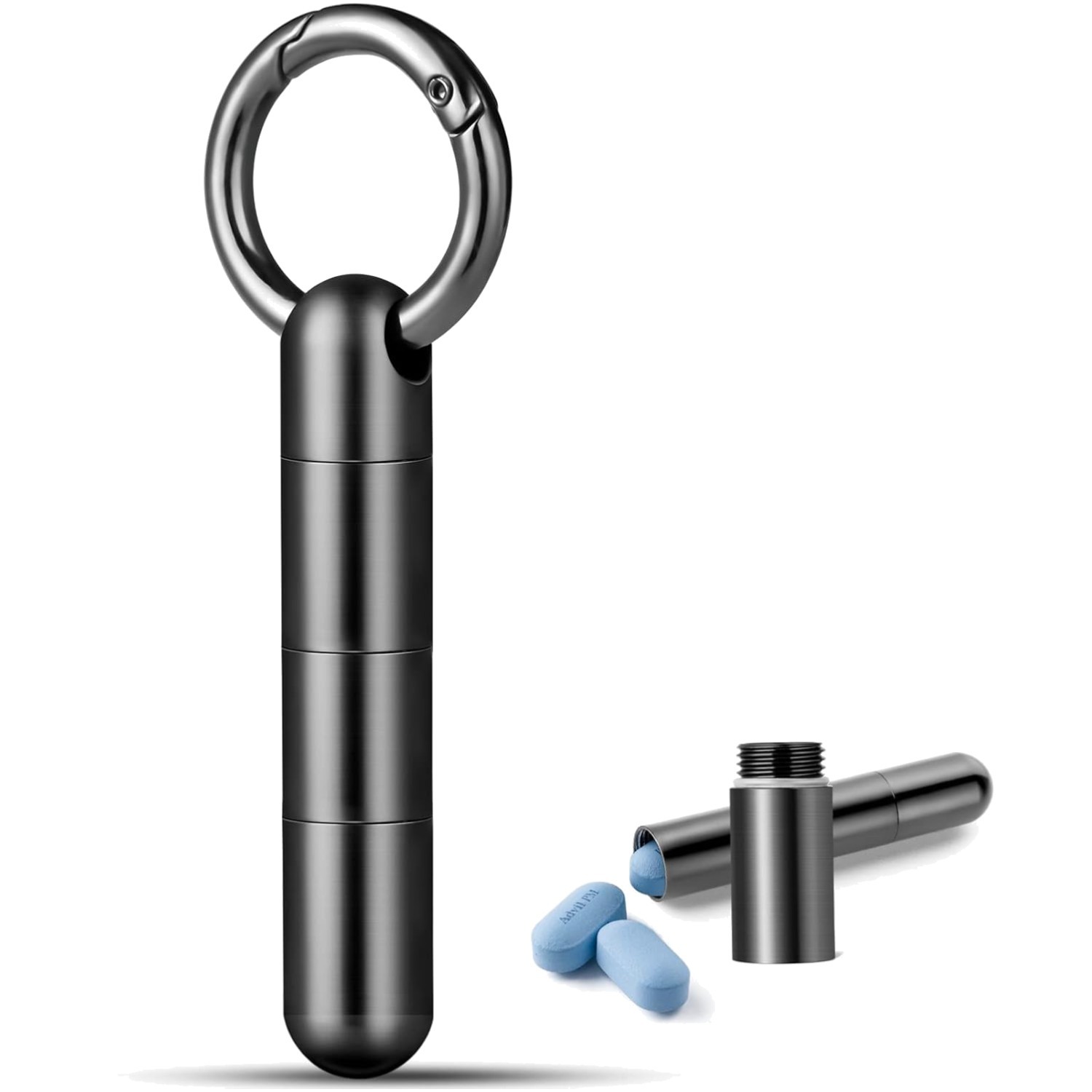 Titanium Keychain Pill Holder - Waterproof Mini Pill Case for Travel Essentials