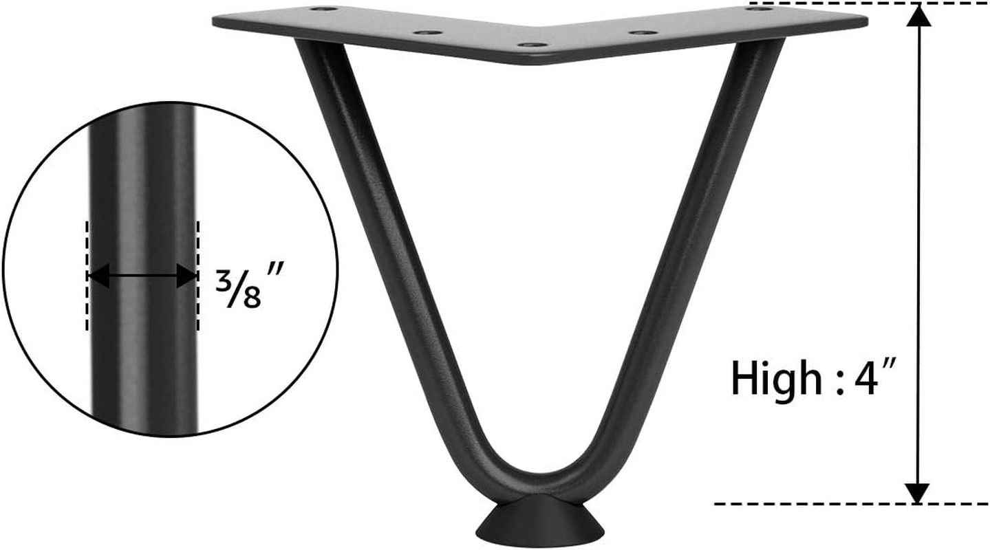 4 Inch Heavy Duty Hairpin Furniture Legs, Metal Home DIY Projects for TV Stand,