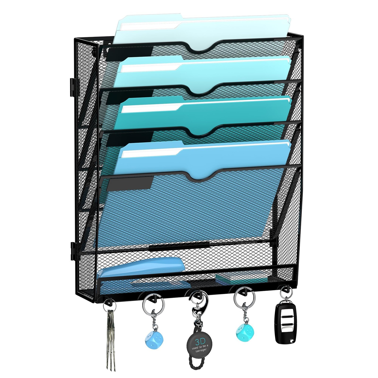 JMHUD 5 Tier Wall File Organizer - Hanging File Organizer with 5 Hooks, Mail ...