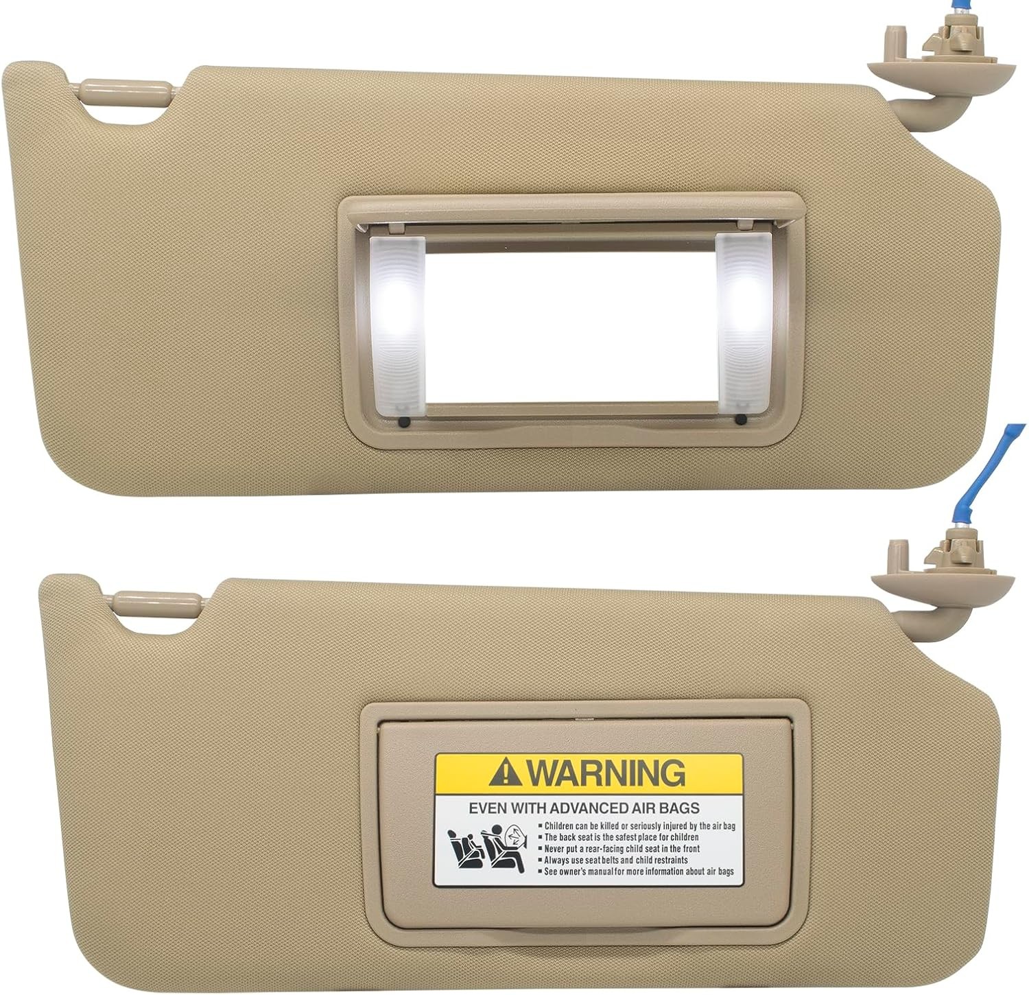 Left & Right Side Beige Sun Visor For Honda Accord 2008 - 2017 w/Light & Mirror