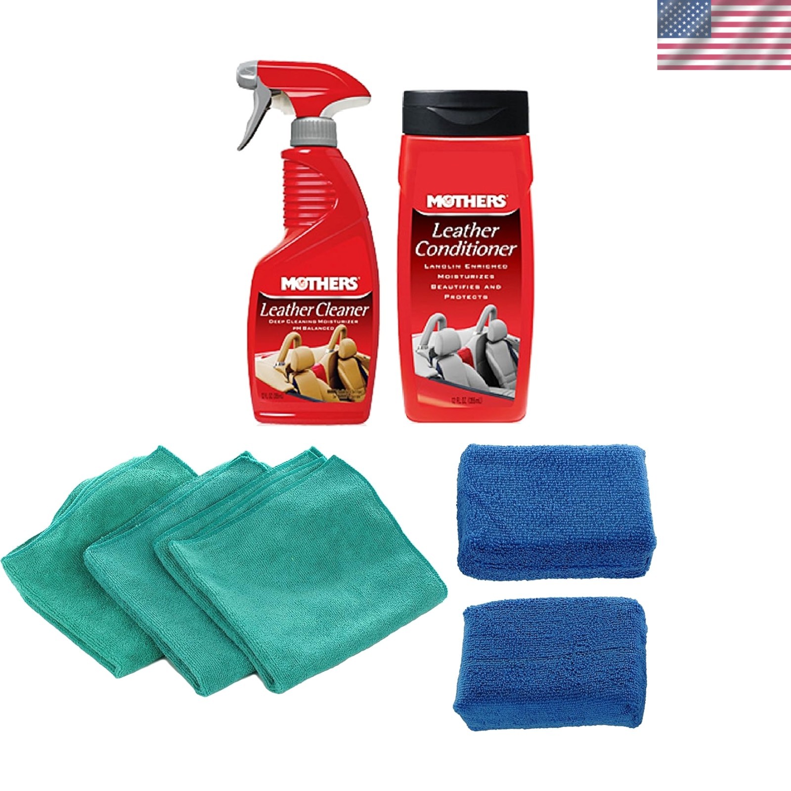 Effortless Leather Cleaning Kit: Conditioner, Cleaners & Microfiber Essentials